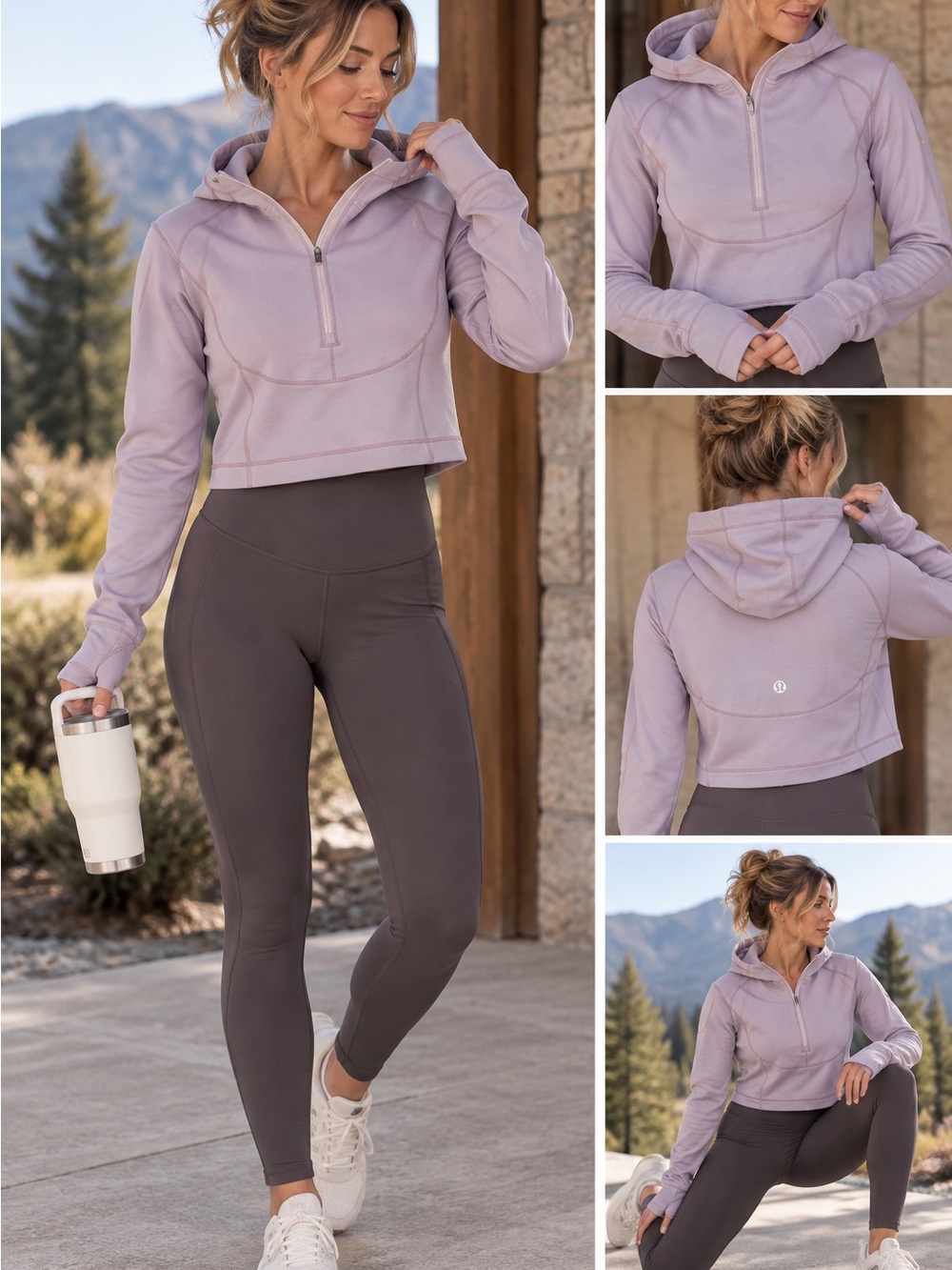 lululemon athletica Lavender Cropped Half-Zip Hoodie